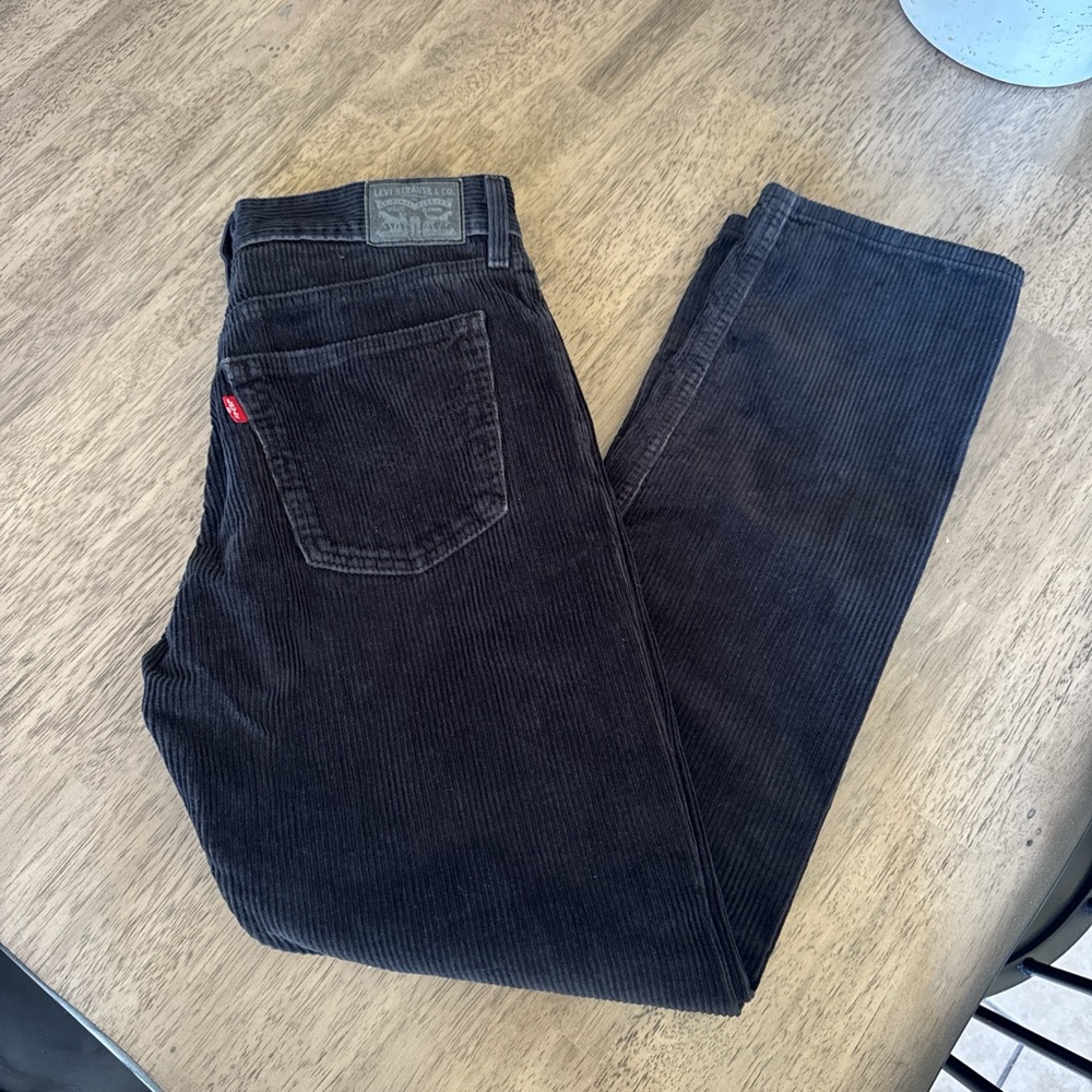 Levi's Black Corduroy Straight-Leg Jeans with Red Tab